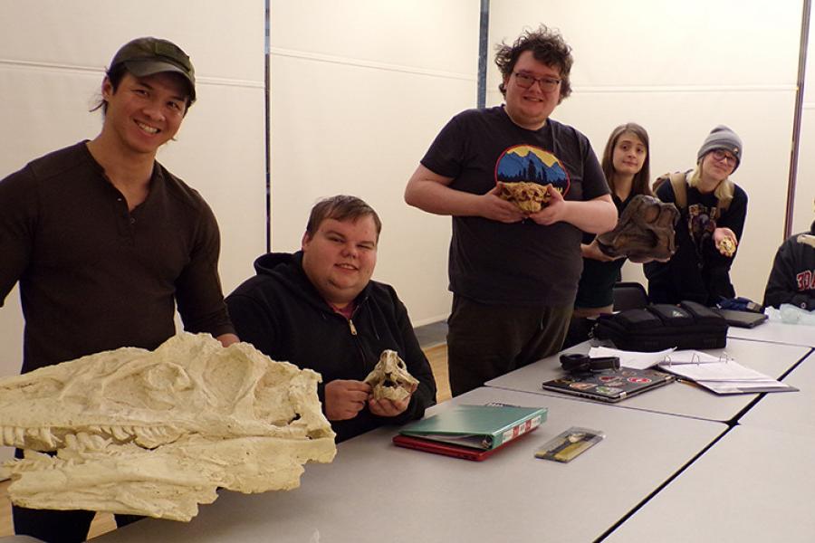 Dinosaur Evolution & Extinction course (Spring 2023); students in the process of writing form...